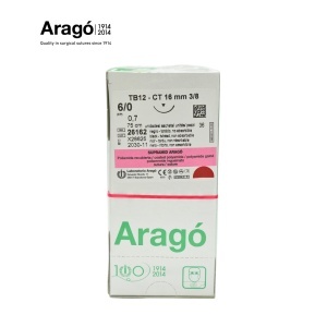 SUPRAMID ARAGO (BLACK) 6/0, 75 cm, DS16, CUT. CU 36 FIRE DE SUTURĂ - Aragó