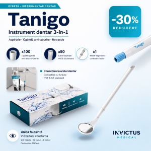 Tanigo– Instrument dentar 3-în-1 cu aspirație, oglindă și retracție | 100 capete incluse + 50 tuburi aspiratie