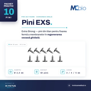 Pini MC Bio Surgery EXS – Extra Strong pentru fixarea membranelor în regenerare osoasă ghidată (GBR), Ø2.5 mm, 3 / 4 / 5 mm (10 buc.)