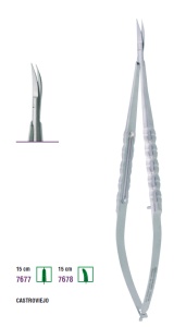 7677 – Micro-foarfecă CASTROVIEJO Dreaptă, 15 cm, mâner TRINOVO – KOHLER Dental - Img 2