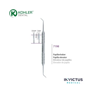 Decolator de Papilă Dublu Angulat 2,4 / 3 mm Kohler 7198 TRINOVO® – Instrument Microchirurgie Estetică și Parodontală din Oțel German - Img 2