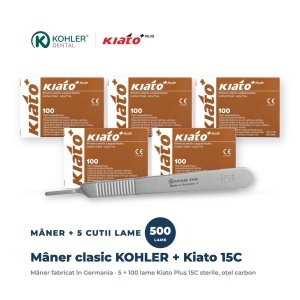 Mâner bisturiu clasic KOHLER + 5 cutii lame Kiato Plus 15C
