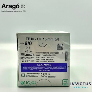 PGA ARAGO (VIOLET) 6/0, 45cm, CT13, CUT. CU 12 FIRE DE SUTURĂ - Aragó - Img 2