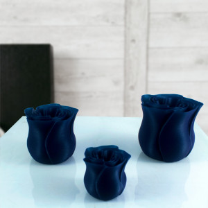 Set trandafiri decorativi (3 piese, albastru sidef)