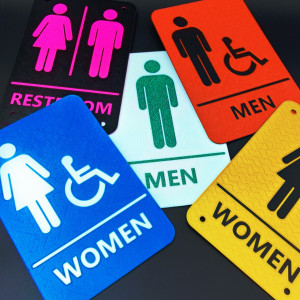 Signage plates with the text also in Braille