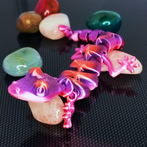 Silky multicolored chameleon, flexible toy