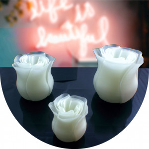 Fluorescent white roses set (3 pieces)