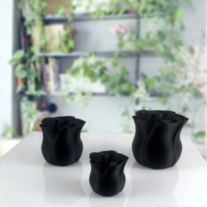 Set trandafiri decorativi (3 piese, negru sidef) - Img 2