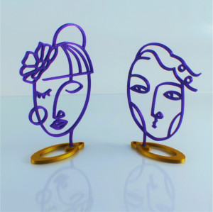 Stylized boy and girl faces