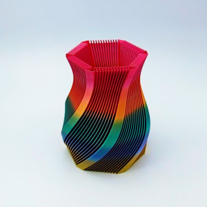 Multi-colored, striped vase - Img 3