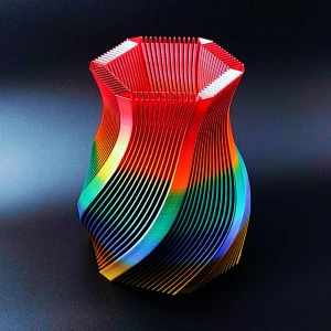 Multi-colored, striped vase - Img 5