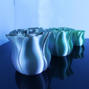 Set of decorative roses (3 pieces, multicolor silk filament) - Img 1