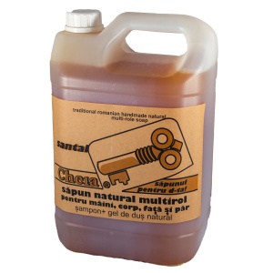Sapun natural lichid multirol profesional ( sapun maini + gel de dus + sampon natural), Santal, 5 lt 5000g - Img 3
