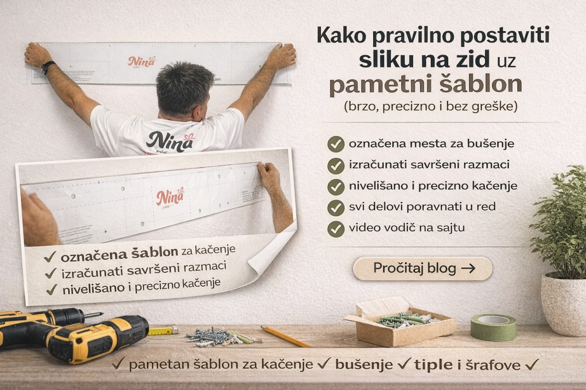 🖼️ Kako pravilno postaviti sliku na zid uz pametni šablon (brzo, precizno i bez greške)