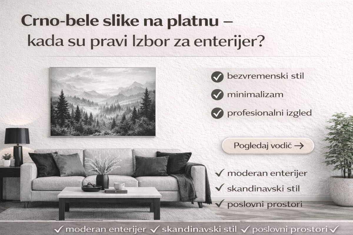 🖤 Crno-bele slike na platnu – kada su pravi izbor za enterijer?