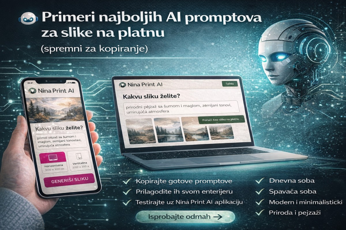 🤖 Primeri najboljih AI promptova za slike na platnu (spremni za kopiranje)