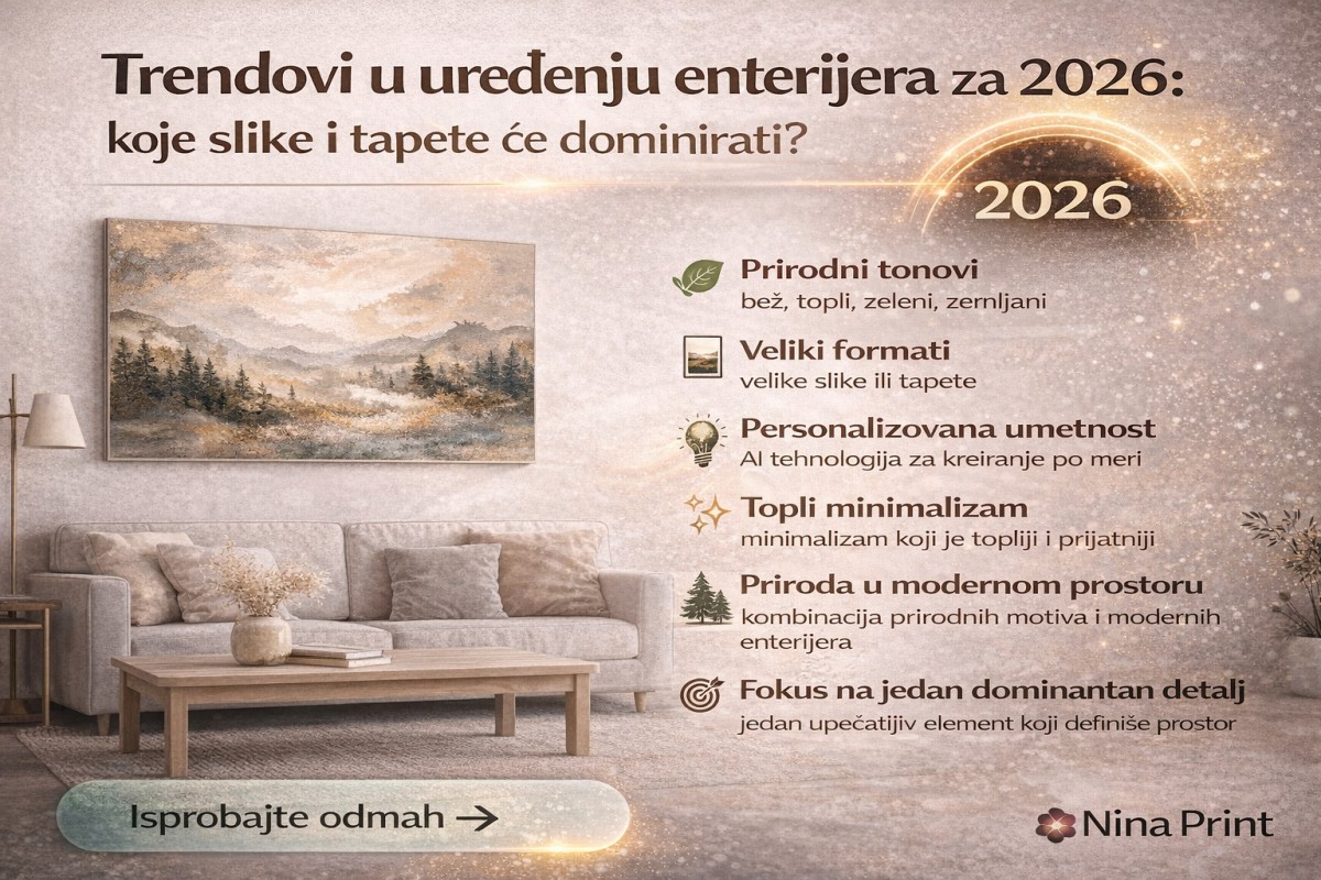 🏡 Trendovi u uređenju enterijera za 2026: koje slike i tapete će dominirati?
