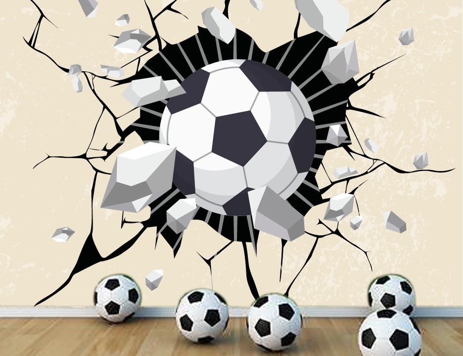 Sportske. Футбольный мяч. Футбольная тематика. Панно на стену с футбольным мячом. Футбольный мяч в стене.