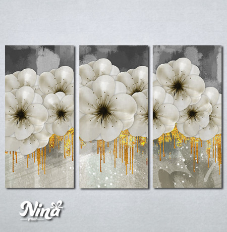 Slike na platnu Beli cvetovi sa zlatnim detaljima Nina463_3