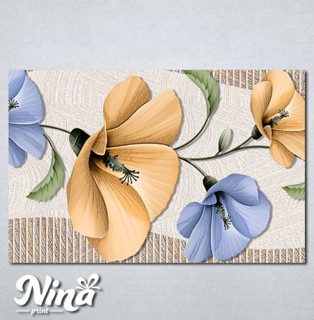 Slike na platnu Bež i plavi apstraktni cvet Nina293_P