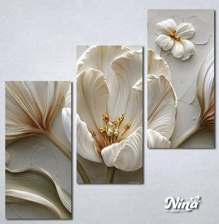 Slike na platnu 3d Beli tulipani Nina650_3 - Img 3