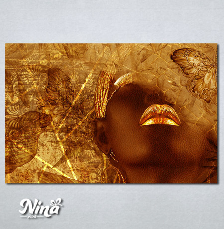 Slike na platnu Portret devojke zlatne usne Nina457_P
