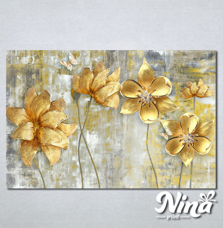 Slike na platnu Zlatni apstraktni cvet Nina369_P