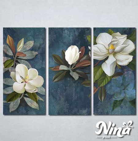 Slike na platnu Beli cvet na plavoj pozadini Nina337_3