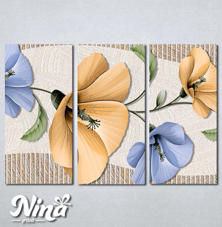 Slike na platnu Bež i plavi apstraktni cvet Nina293_3