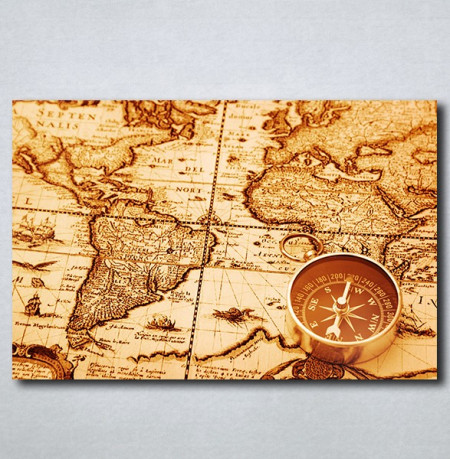 Slike na platnu Stara mapa sveta i kompas Nina163_P