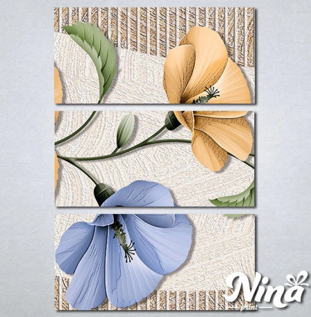 Slike na platnu Bež i plavi apstraktni cvet Nina293_3 - Img 3