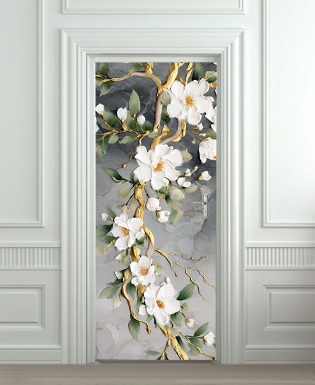 Nalepnica za vrata Mali beli cvetovi 6262