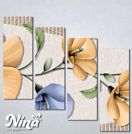 Slike na platnu Bež i plavi apstraktni cvet Nina293_4 - Img 2