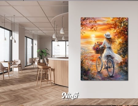 Moderne slike na platnu Devojka na biciklu ms197