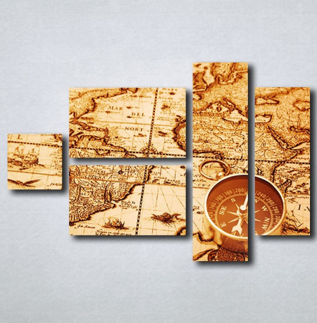 Slike na platnu Stara mapa sveta i kompas Nina163_5
