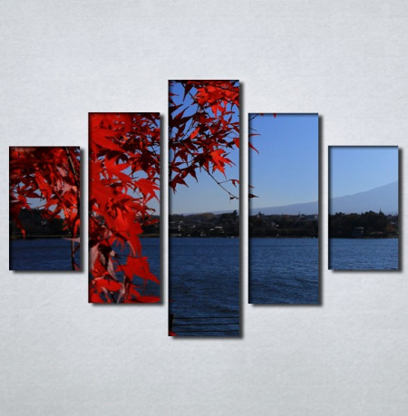 Slike na platnu Pogled na more kroz crveno lišće Nina30107_5