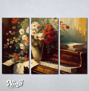Slike na platnu Cvece i klavir Nina530_3