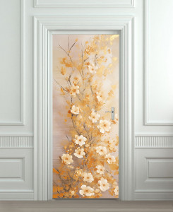 Nalepnica za vrata Grana sa belim cvetovima 6258