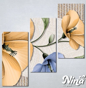 Slike na platnu Bež i plavi apstraktni cvet Nina293_3 - Img 2