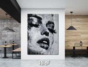 Moderne slike na platnu Portret devojke crno belo ms191