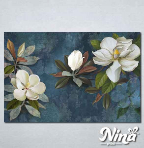 Slike na platnu Beli cvet na plavoj pozadini Nina337_P