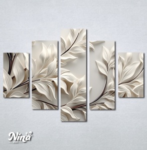 Slike na platnu 3d Beli listovi Nina596_5