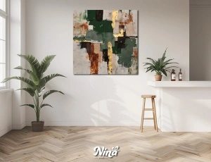 Apstraktna kompozicija u zelenim tonovima – DIGITAL ART slika na platnu ms258