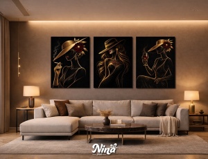 DIGITAL ART slike na platnu Dama u zlatnim linijama ms281