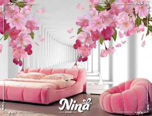 Foto tapet 3d pink cveće Tapet236