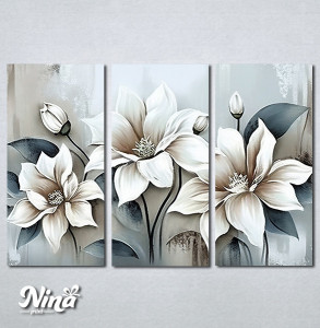 Slike na platnu Beli cvetovi apstrakcija Nina497_3
