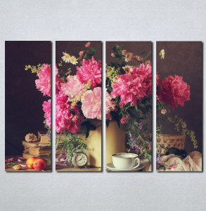Slike na platnu Cveće u vazi i šoljica kafe Nina078_4