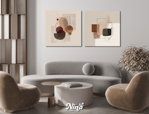 Apstraktni diptih u toplim neutralnim tonovima – DIGITAL ART slike na platnu ms259