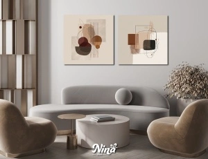 Apstraktni diptih u toplim neutralnim tonovima – DIGITAL ART slike na platnu ms259