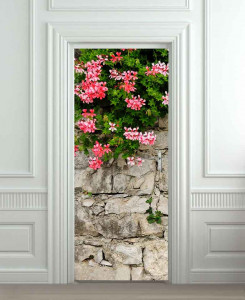 Nalepnica za vrata Cveće na zidu 6191
